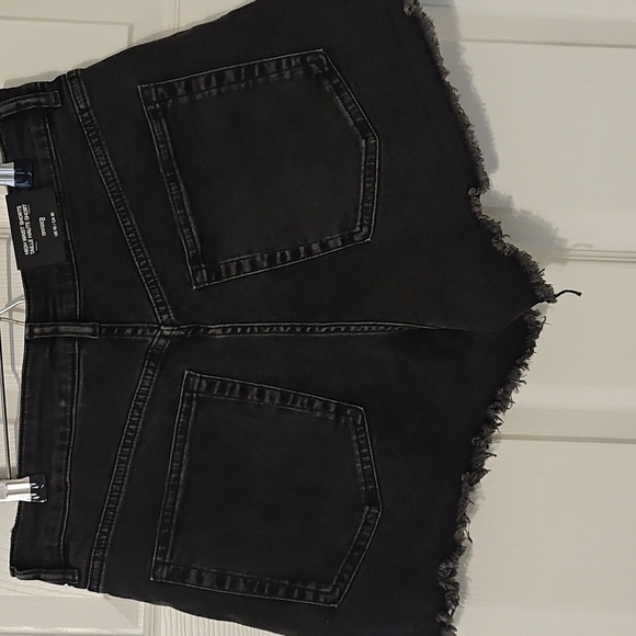 Divided Black Jean Shorts High-Waisted Frayed Hem - Picture 2 of 3